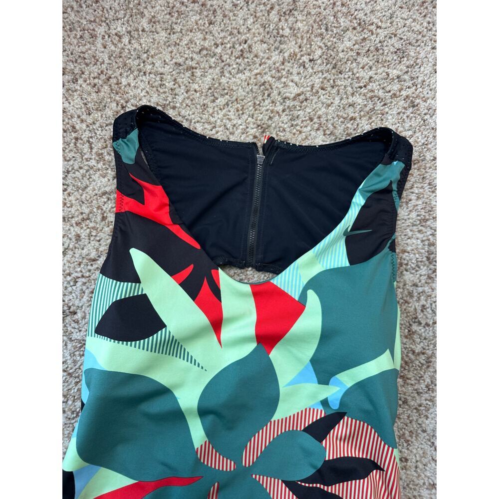 Nike Swim Jungle Floral Keyhole Back One Piece Swimsuit Womens Large - Picture 5 of 8
